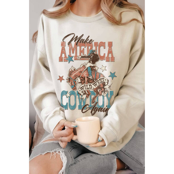 Make America Cowboy Again Graphic Brushed Sweatshirts