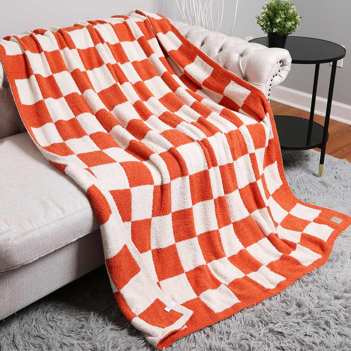 Reversible Checkerboard Patterned Throw Blanket