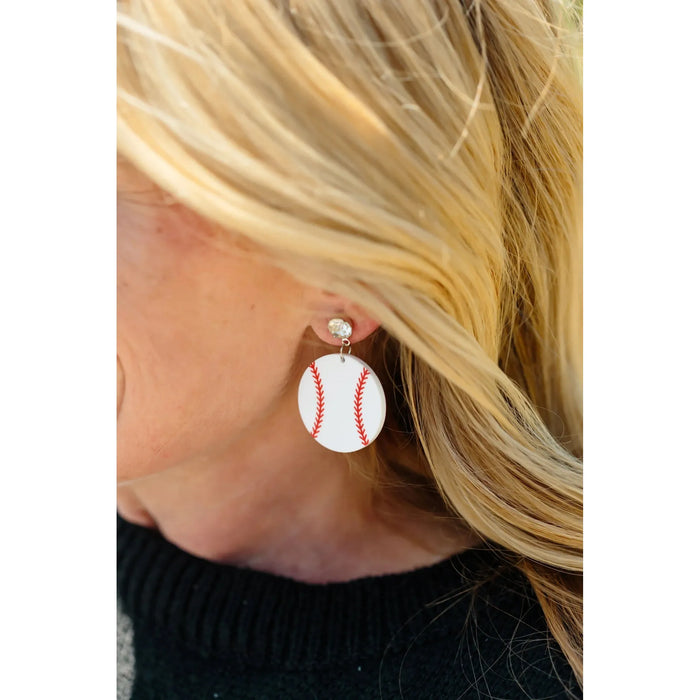 Rhinestone Baseballs Earrings