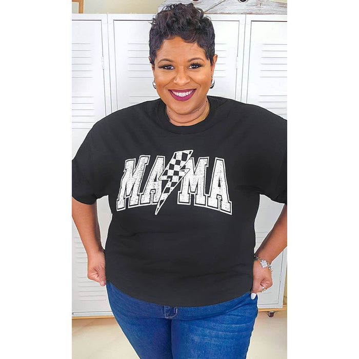 Checkerboard Lightning Bolt Mama Graphic Shirt