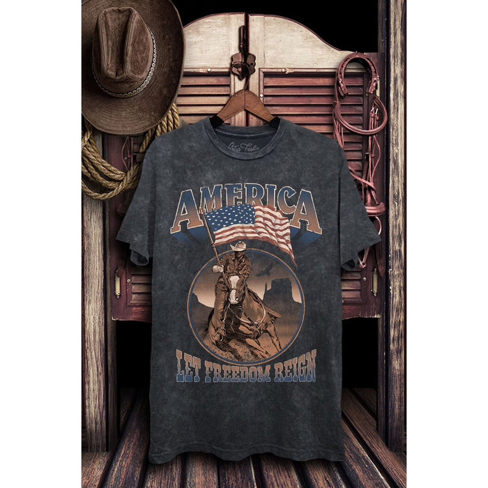 America Let Freedom Reign Graphic Top