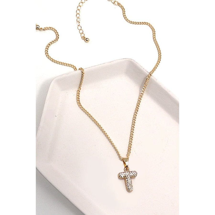 Rhinestone Initial Chain Necklace