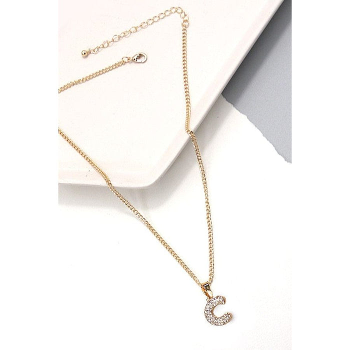 Rhinestone Initial Chain Necklace