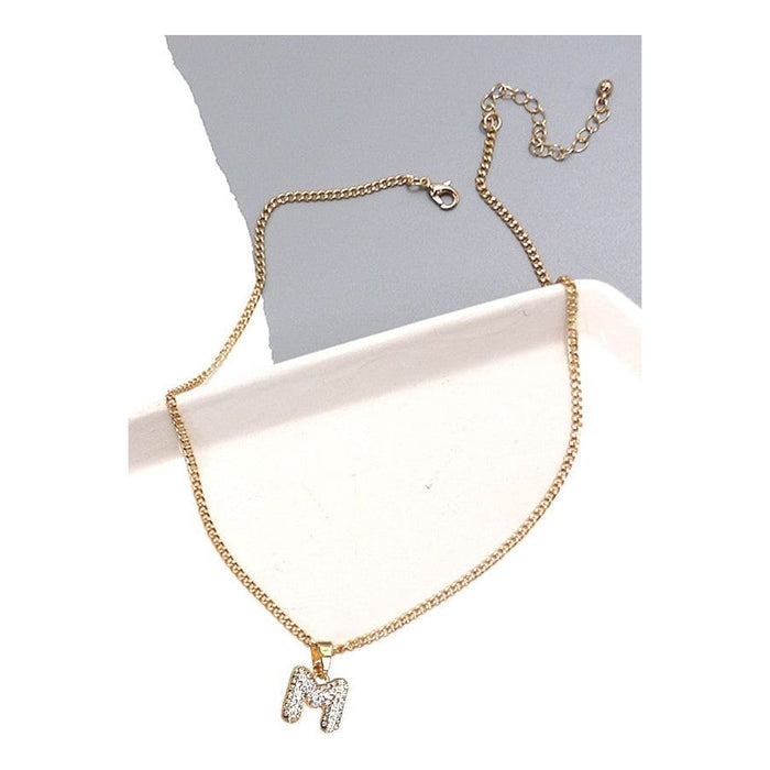 Rhinestone Initial Chain Necklace