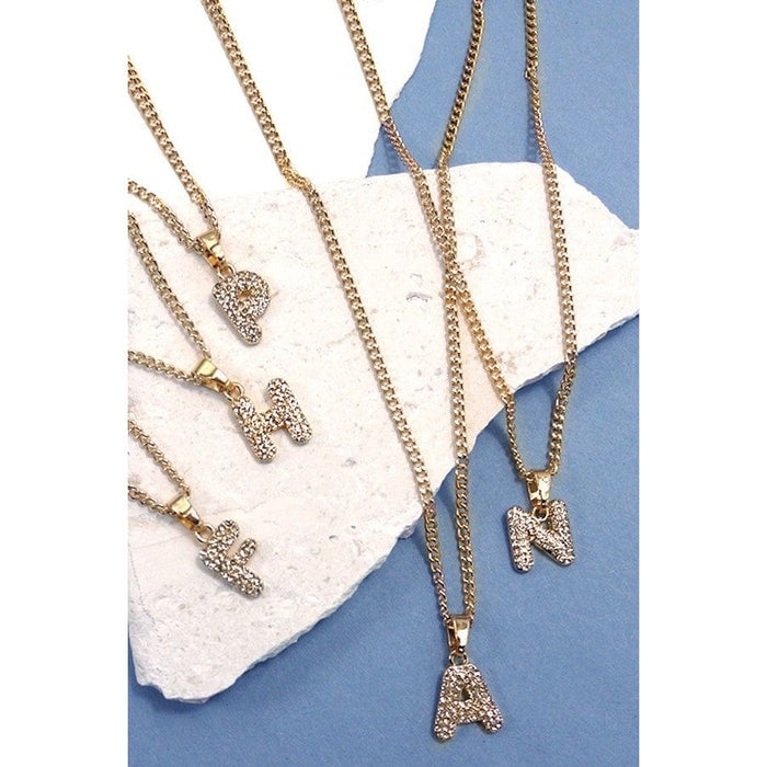 Rhinestone Initial Chain Necklace