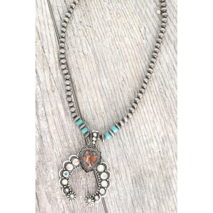 Western Turquoise Navajo Beaded Pendant Necklace