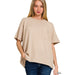 Corded Rib Short Sleeve Front Pocket Top