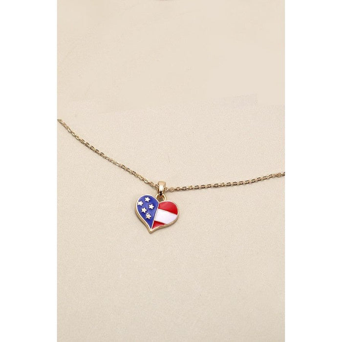 4th Of July Flag Heart Necklace