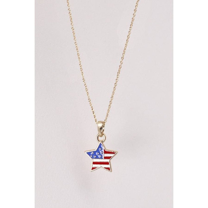 4th Of July Flag Star Necklace