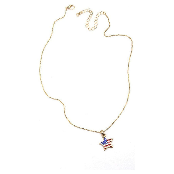 4th Of July Flag Star Necklace