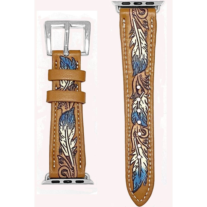 Western Feather Stitch Leather Apple Watch Band