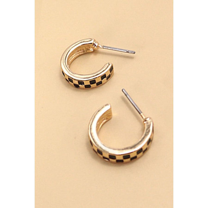 Mini Checker Hoop Huggie Earrings