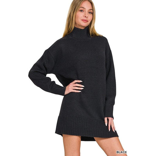 Turtle Neck Long Sleeve Mini Sweater Dress