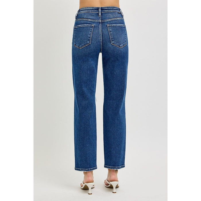 Tummy Control High Rise Crop Girlfriend Jeans