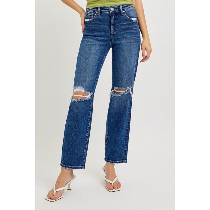 Tummy Control High Rise Crop Girlfriend Jeans