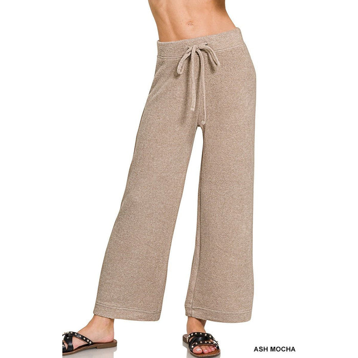 Cropped Soft Brushed Hacci Drawstring Pants