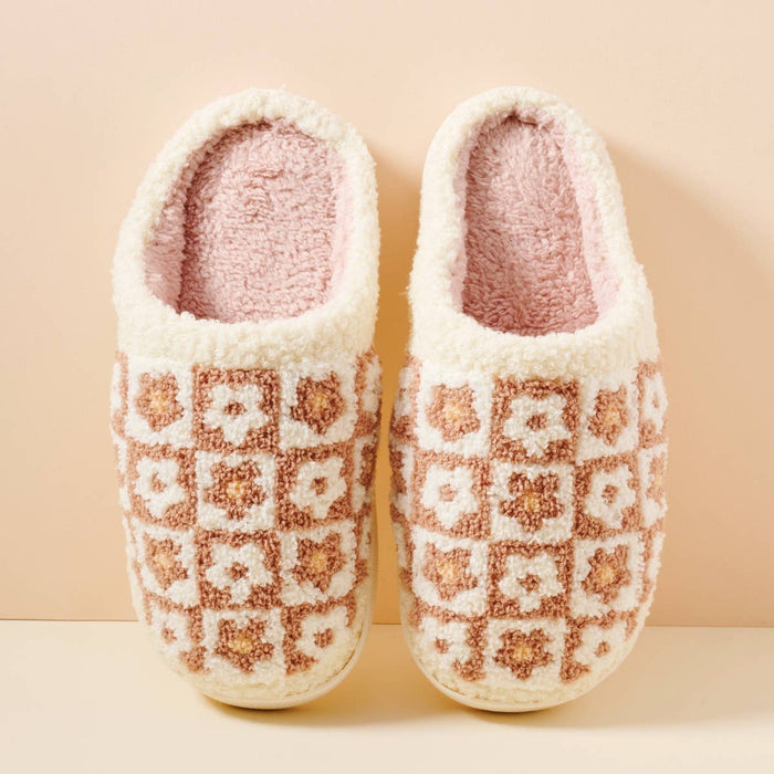 Flower Color Block Home Slippers