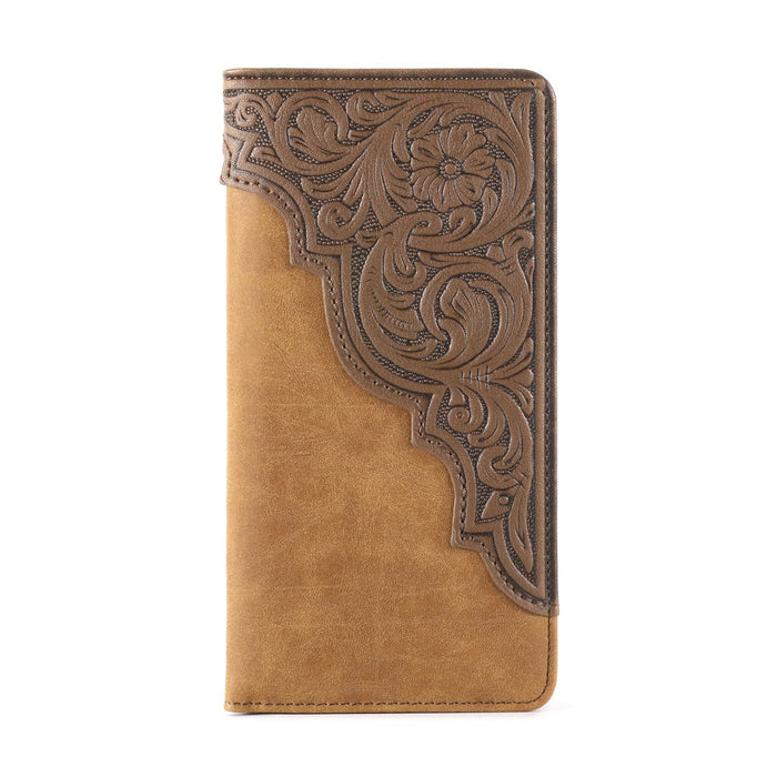 MW-611  Embossed Floral  Men's Bifold Long PU Leather Wallet