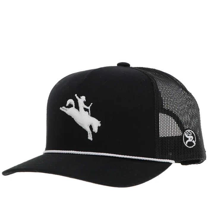 Whit Roughy Black 5-Panel Trucker with White Logo - OSFA