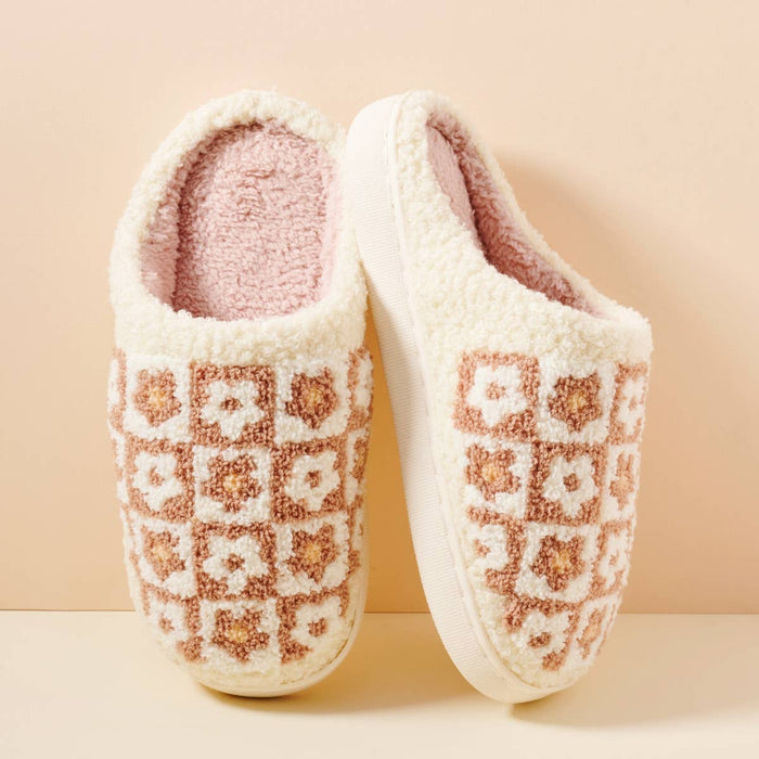 Flower Color Block Home Slippers