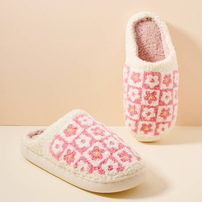 Flower Color Block Home Slippers