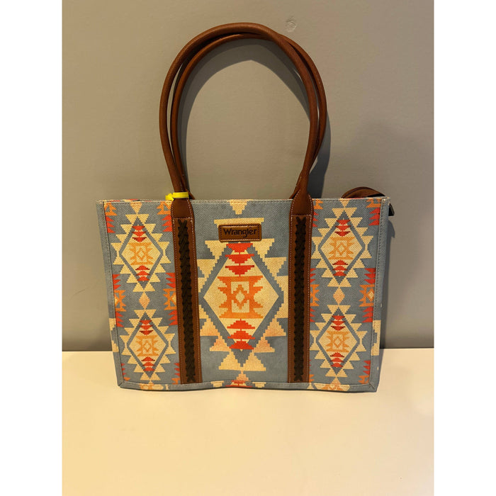 Wrangler Southwestern Pattern Dual Sided Print Canvas Wide Tote