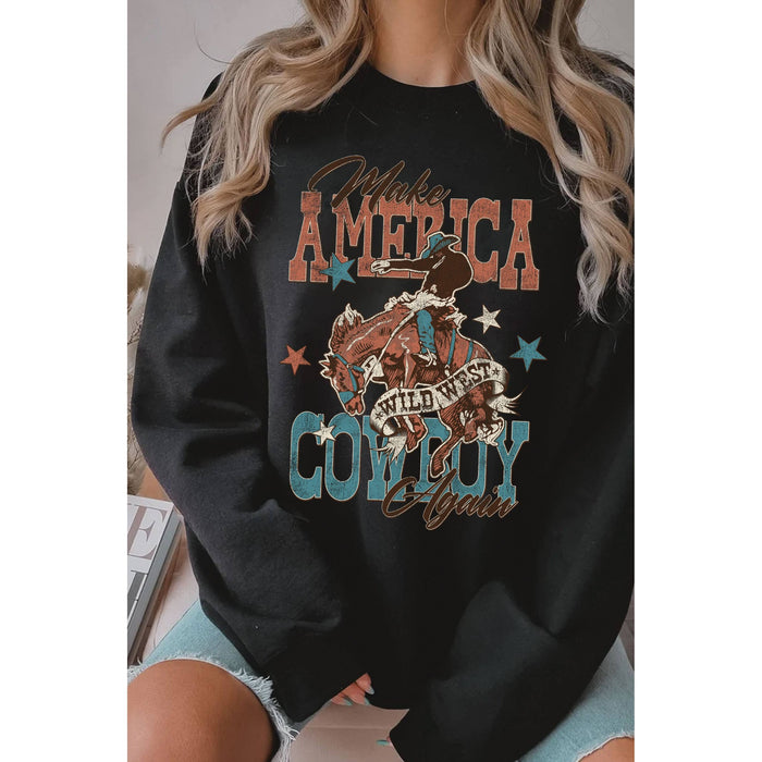 Make America Cowboy Again Graphic Brushed Sweatshirts