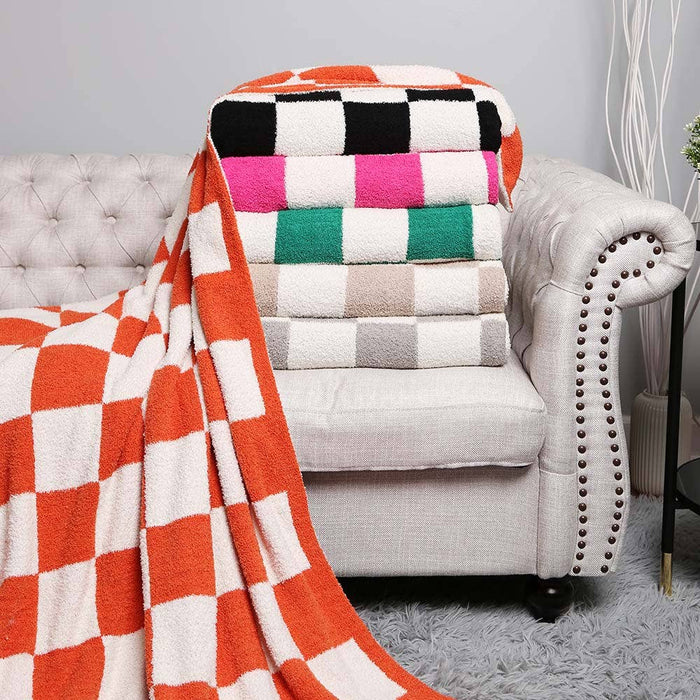 Reversible Checkerboard Patterned Throw Blanket