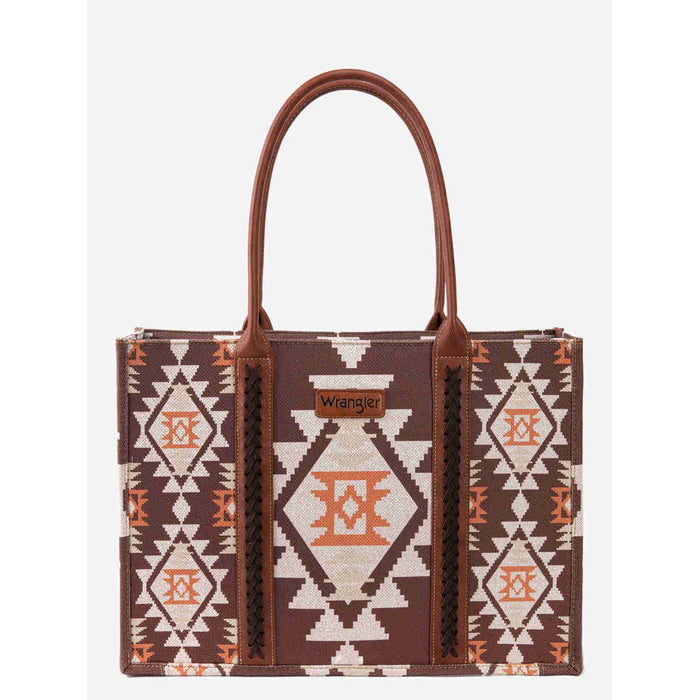 Wrangler Southwestern Pattern Dual Sided Print Canvas Wide Tote