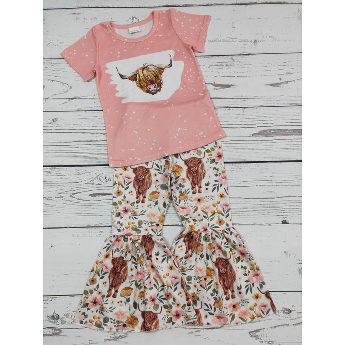 Baby Girls Flower Cows Top Pants Set