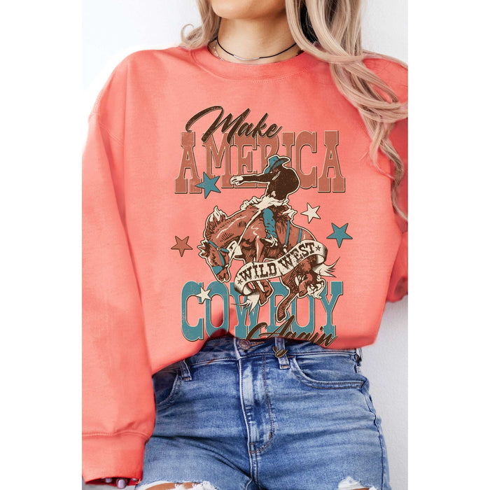 Make America Cowboy Again Graphic Brushed Sweatshirts