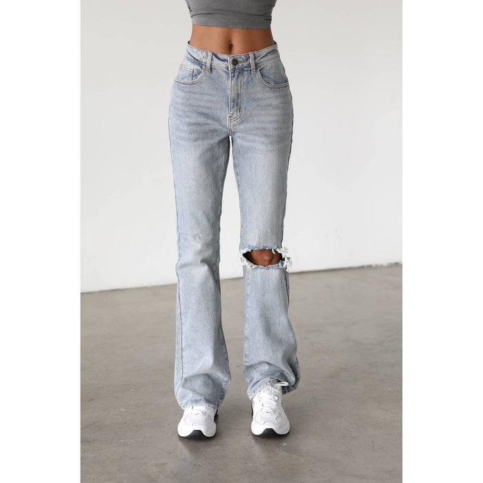 High Rise Flare Leg Denim Jeans-7101