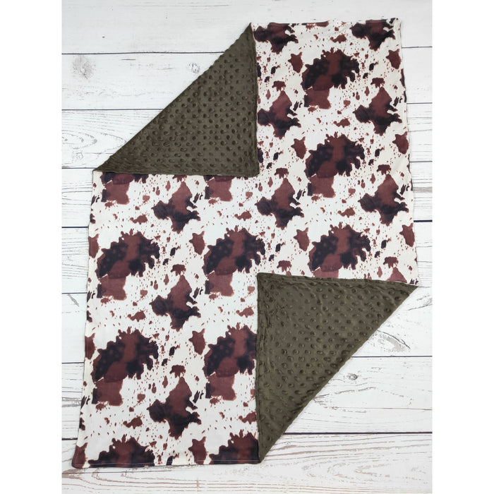 Cow Print Baby Kids Minky Blankets