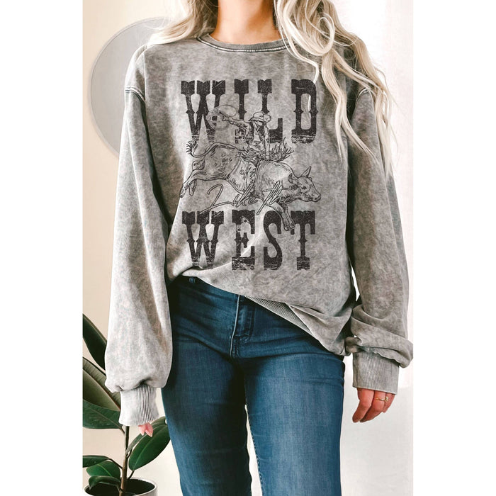 Wild Like the West Rodeo Cowboy Graphic Terry Sweatshirts