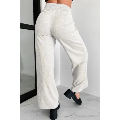 Light Grey Cross-Waist Wide Leg Lounge Pants