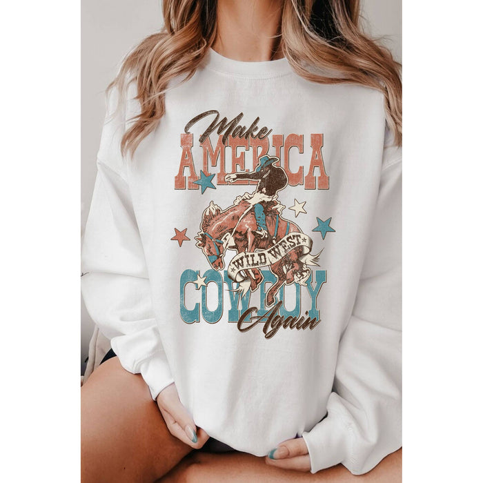 Make America Cowboy Again Graphic Brushed Sweatshirts