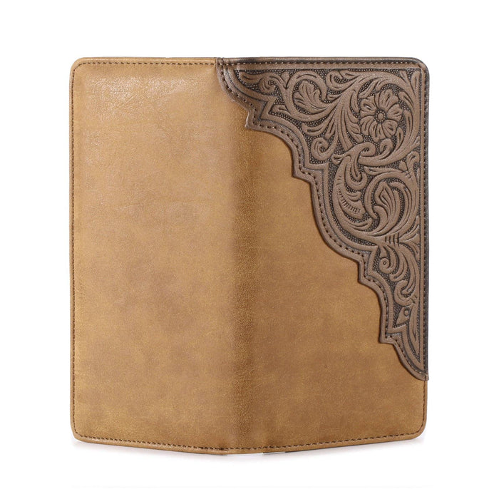 MW-611  Embossed Floral  Men's Bifold Long PU Leather Wallet