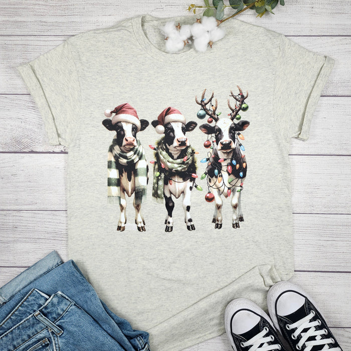 Three Cows Christmas Lights Tee