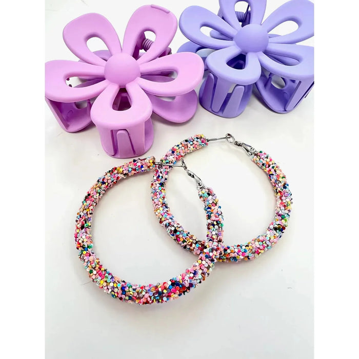 Summertime Glitter Hoops Earrings