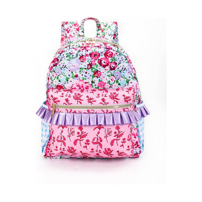 Pink Lavender Flower Girls Ruffle Backpack