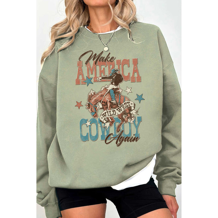 Make America Cowboy Again Graphic Brushed Sweatshirts