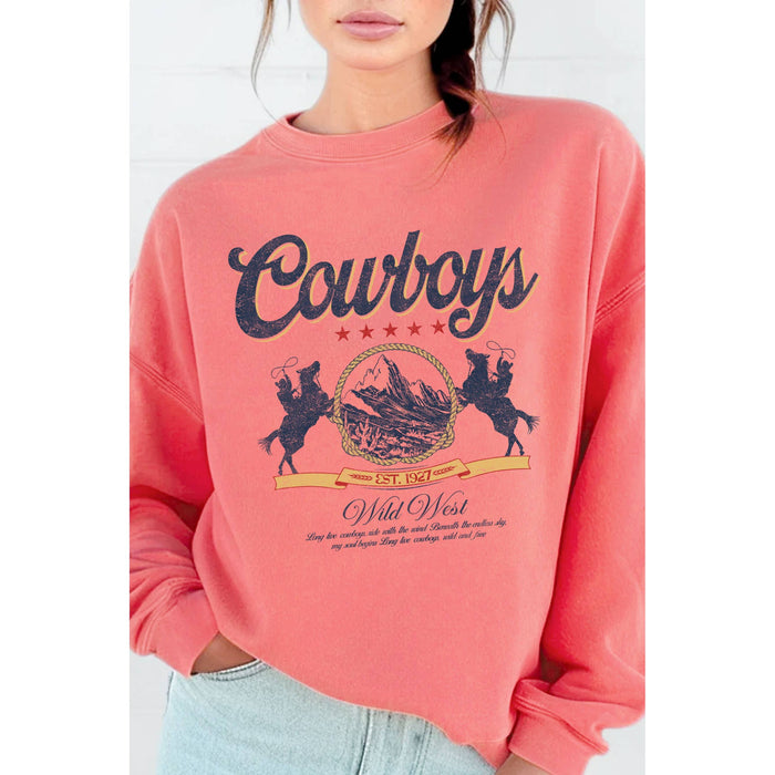 Cowboy Wild West Graphic Brushed Sweatshirts