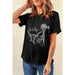 Black Howdy Western Cow Embroidered O Neck T Shirt