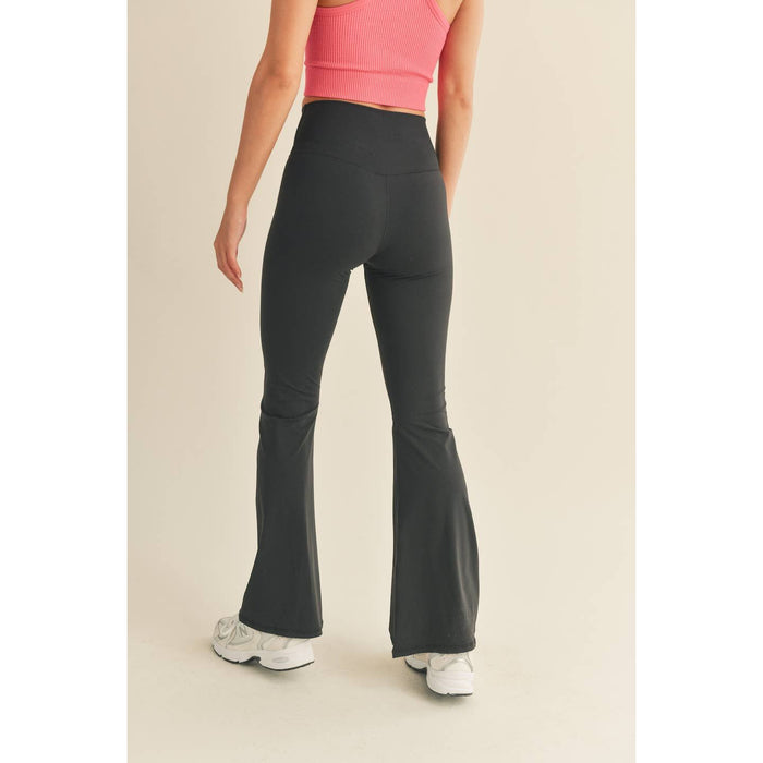 Black High Waist Crossover Flare Legging