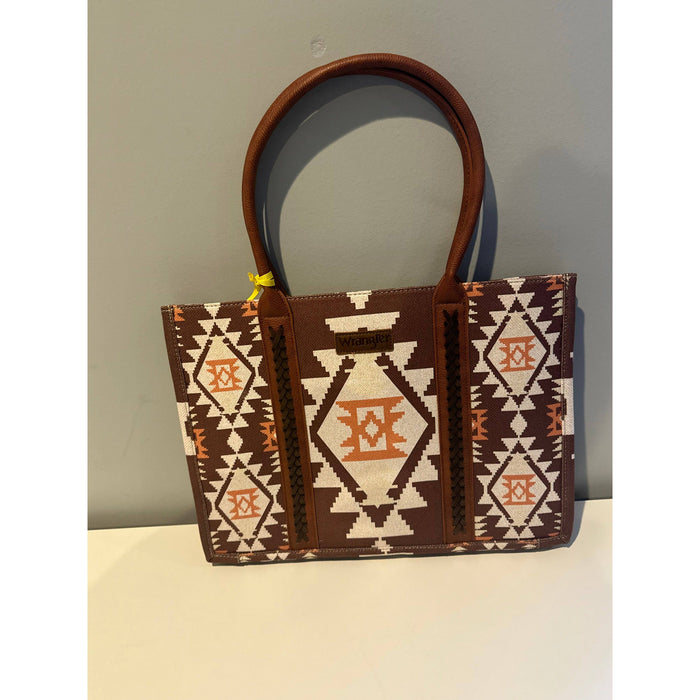 Wrangler Southwestern Pattern Dual Sided Print Canvas Wide Tote