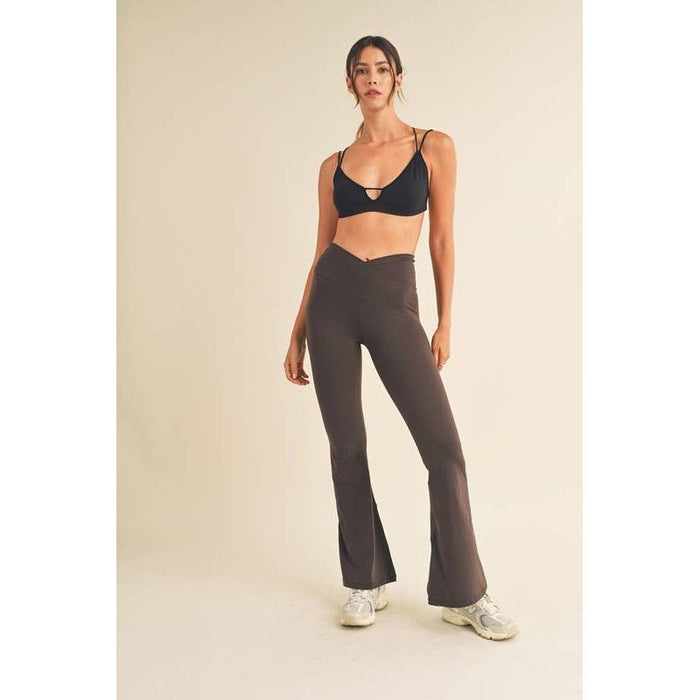 Chocolate High Waist Crossover Flare Legging