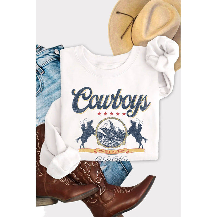 Cowboy Wild West Graphic Brushed Sweatshirts