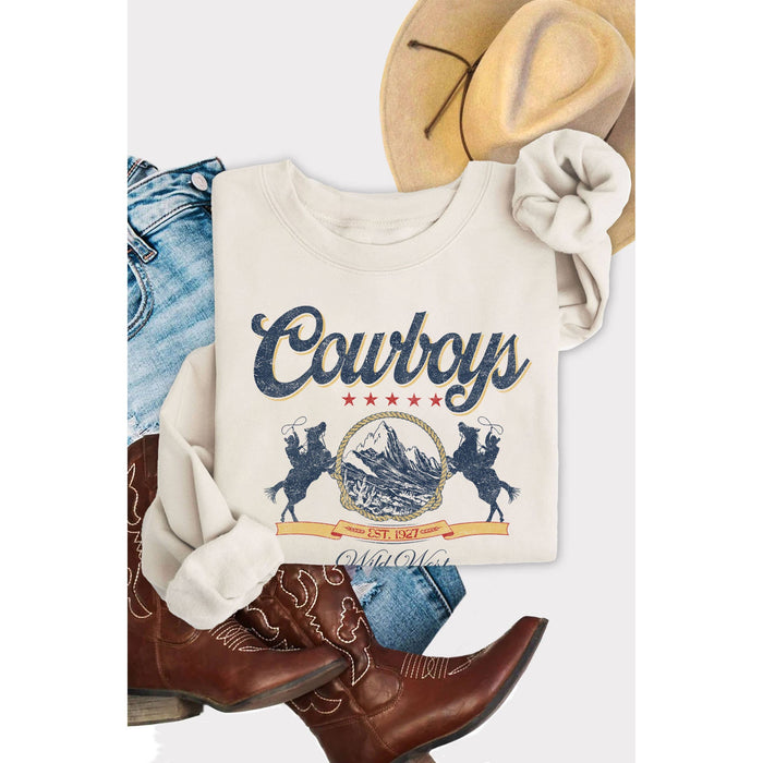 Cowboy Wild West Graphic Brushed Sweatshirts