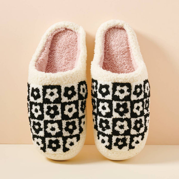 Flower Color Block Home Slippers