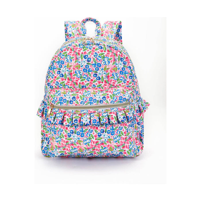 Blue Flower Girls Ruffle Backpack